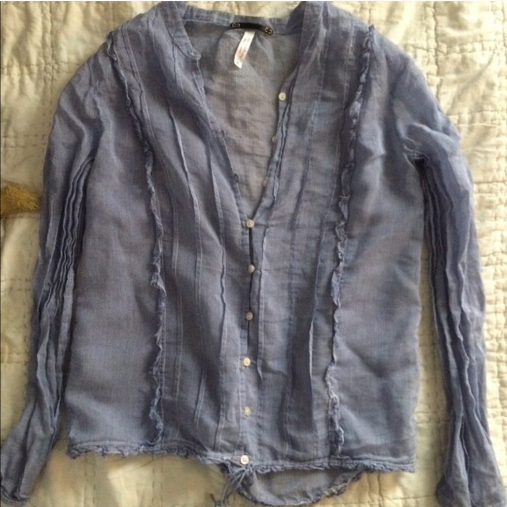 Last call! Make Offer!!! Free People Lightweight Long Sleeve Top in Dusty Blue